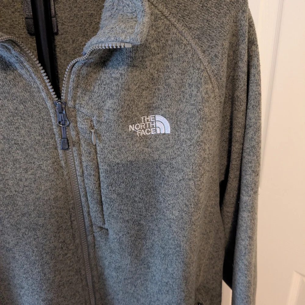 The North Face Men’s XL Olive Green Full Zip Knit Jacket Zip Pockets